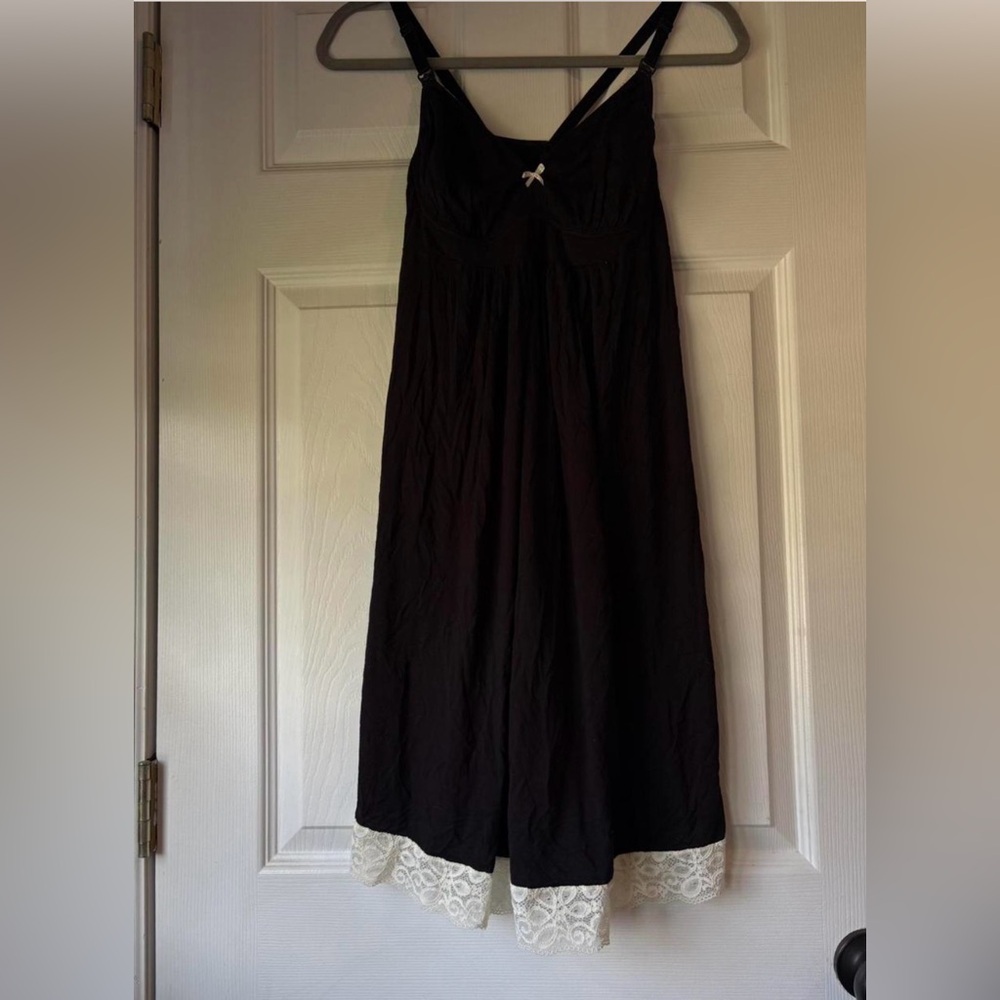 Belabumbum Black Dress with White Lace Hem